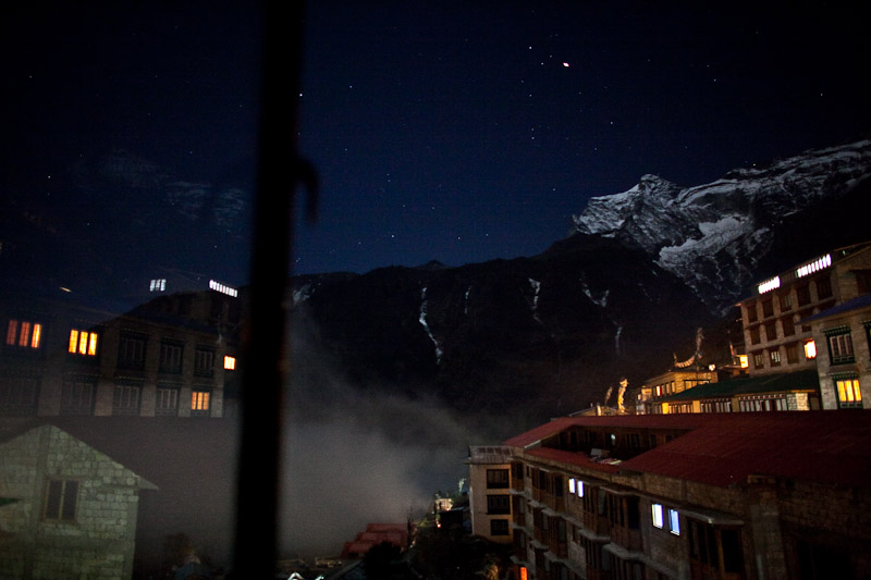 Namche Bazaar at night.